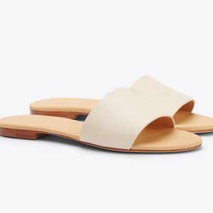 Nisolo White Isla Slides, Size 10